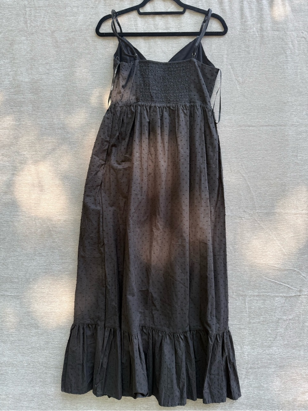 Forever 21 Brown Swiss Dot Smocked Maxi Dress Sleeveless Boho Cottagecore Medium - Picture 3 of 5